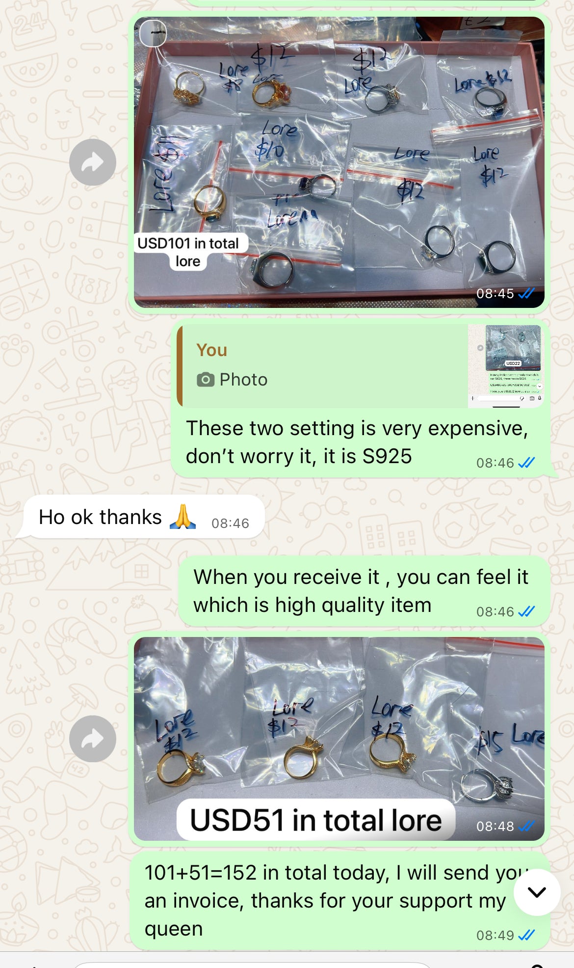 USD189+152=341 totally Lore